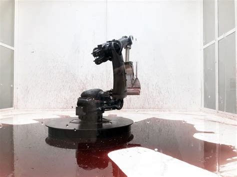 industrial robot continuously sweeps blood